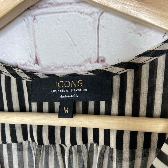 Icons Objects of Devotion Black White Stripe Flamenco Dress Womens Medium New - Picture 8 of 12